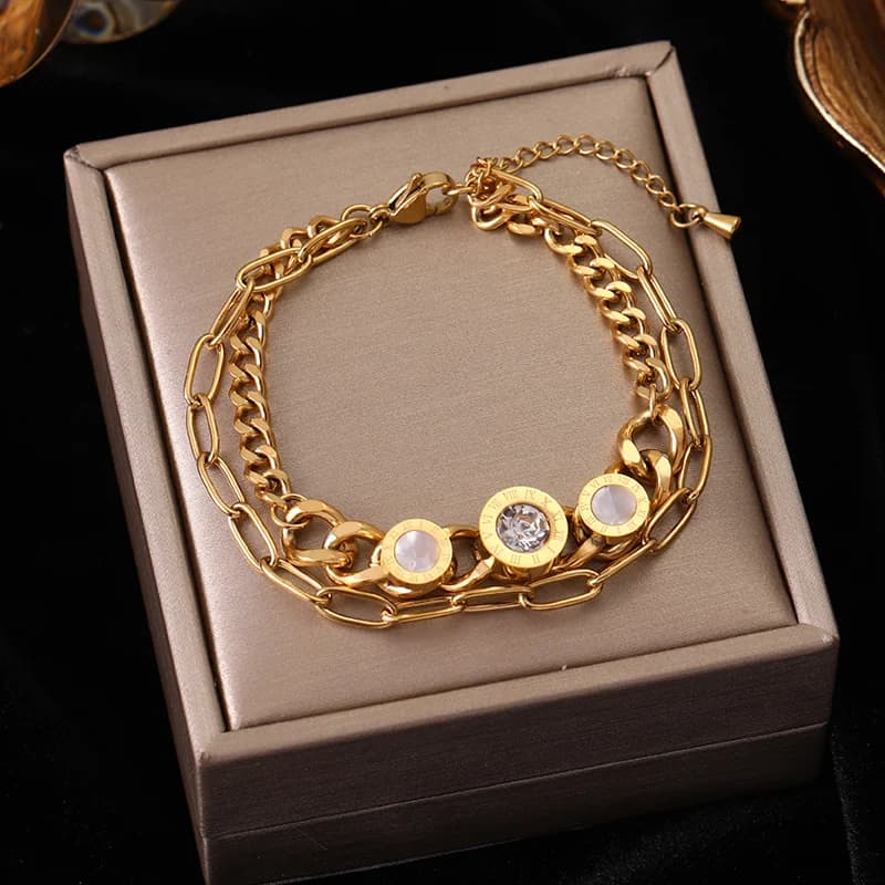 Round Roman Numeral Charm Bracelet