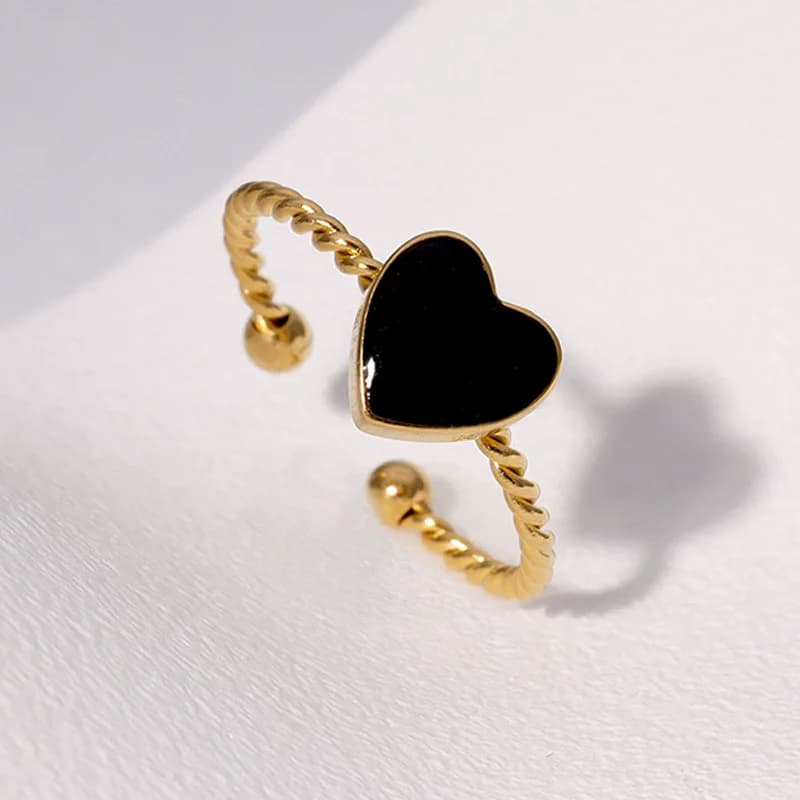 Adjustable Heart Shape Stainless Steel Ring