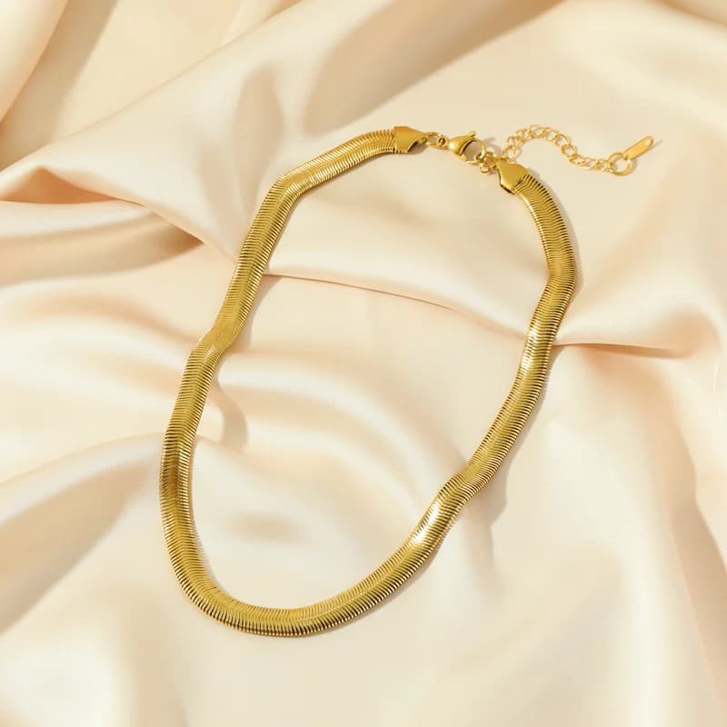 316L Stainless Steel Gold Thick Snake Chain Necklace
