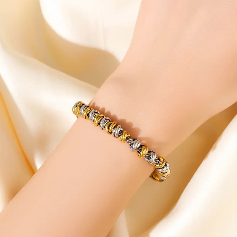 Two-Tone Chain Necklace and Bracelet Set