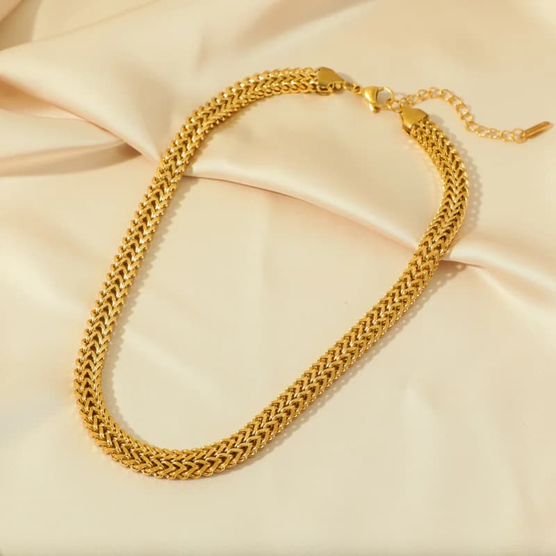 Multi-Layer Gold Color Chain Necklace, Stainless Steel