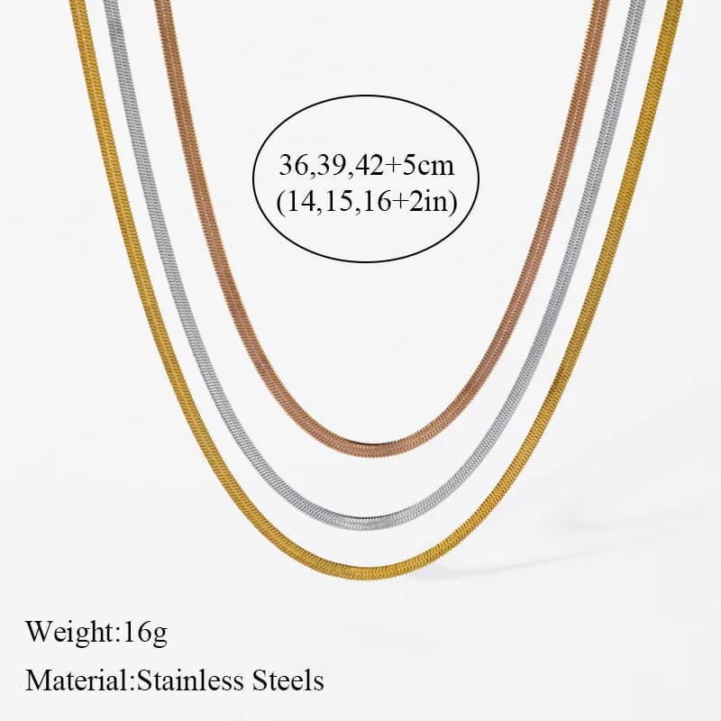 316L Stainless Steel Multi-Color 3-Layer Chain Necklace