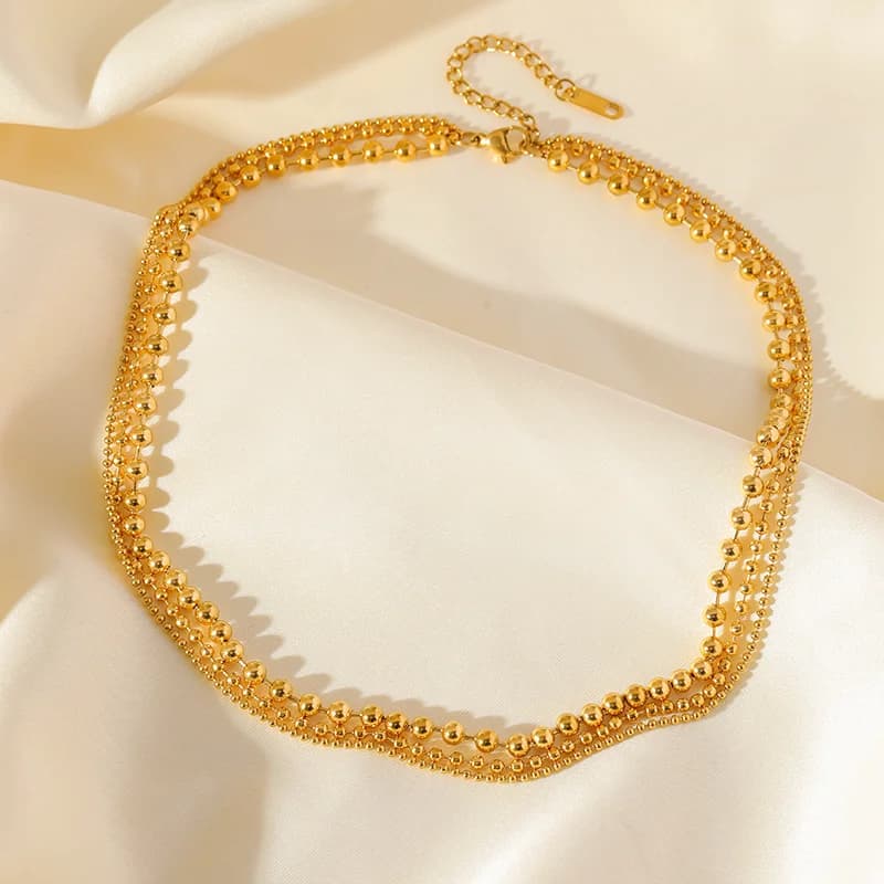 Gold Color Multilayer Chain Necklace for Women