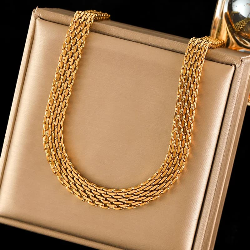 Metal Charm Statement Collar Necklace, Gold Plated