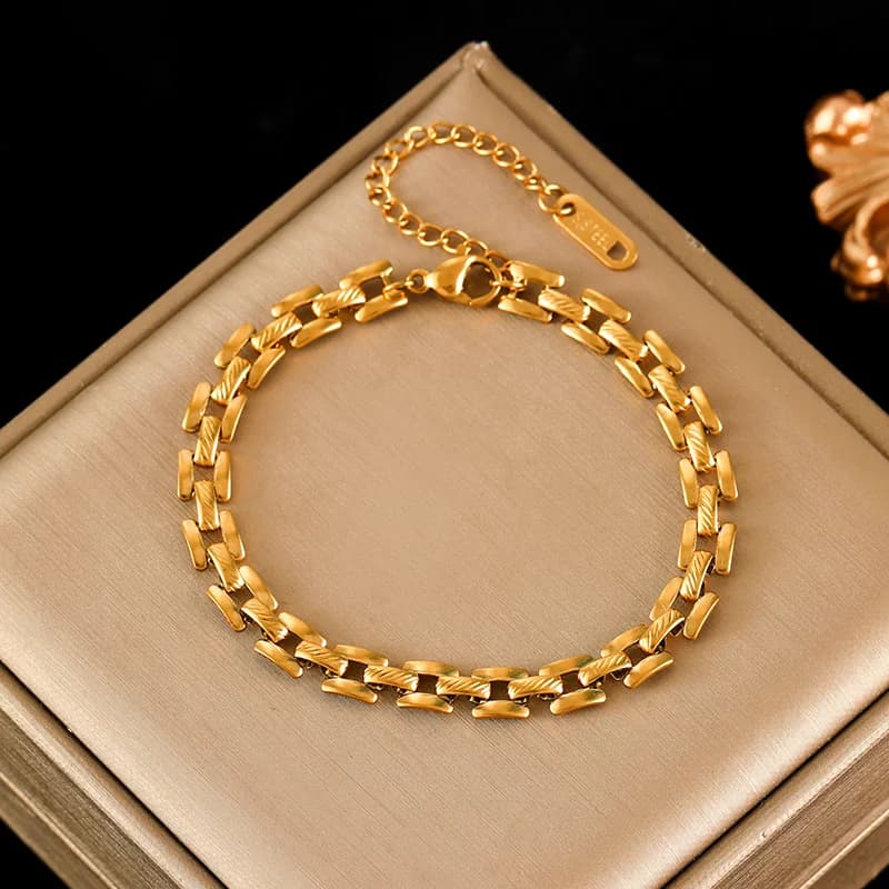 Beaded Wound Chain Bracelet, Gold Plated