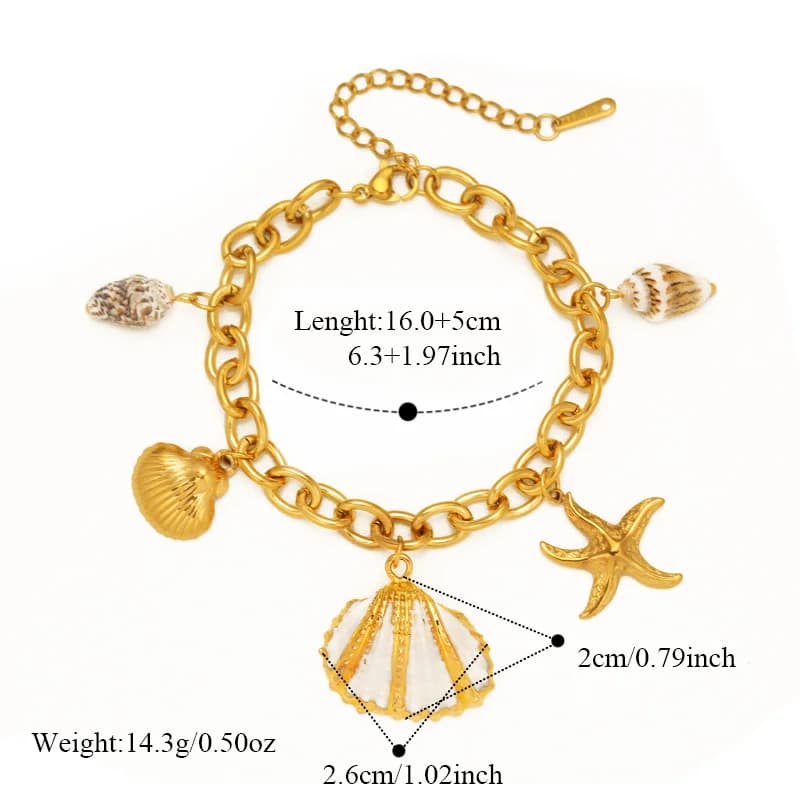 316L Stainless Steel Shell Starfish Beach Bracelet