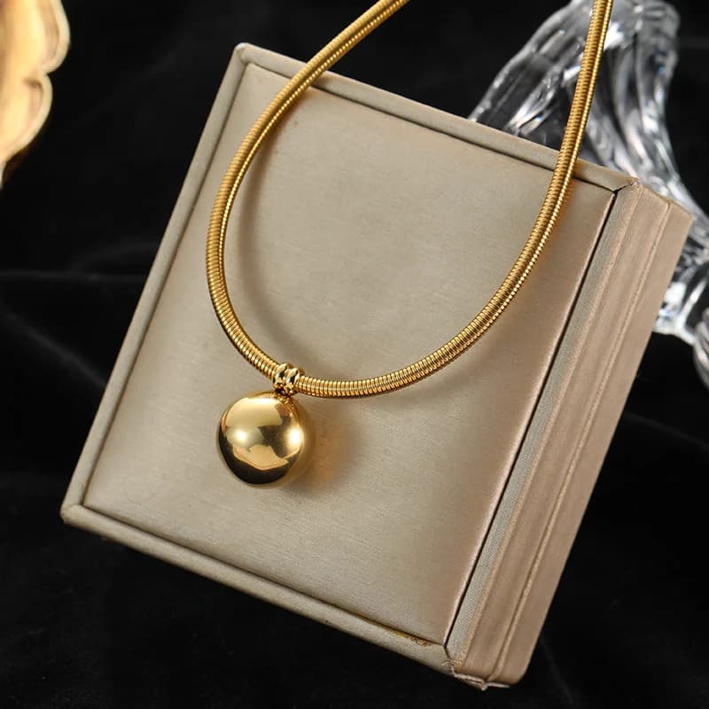 Gold Color Hollow Ball Beads Choker Necklace