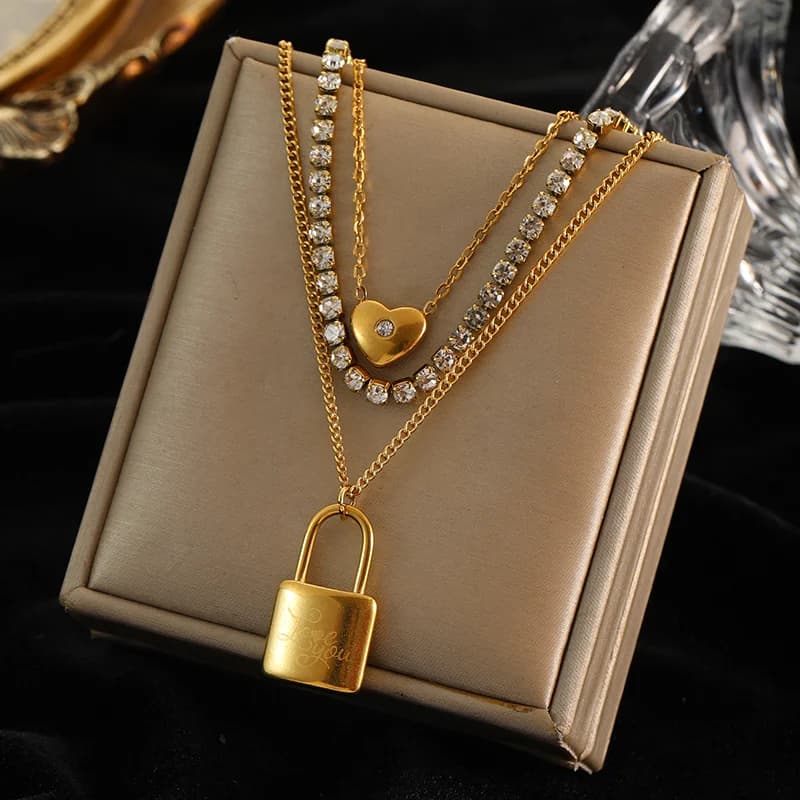 316L Stainless Steel Multilayer Moon Starfish Pendant Necklace