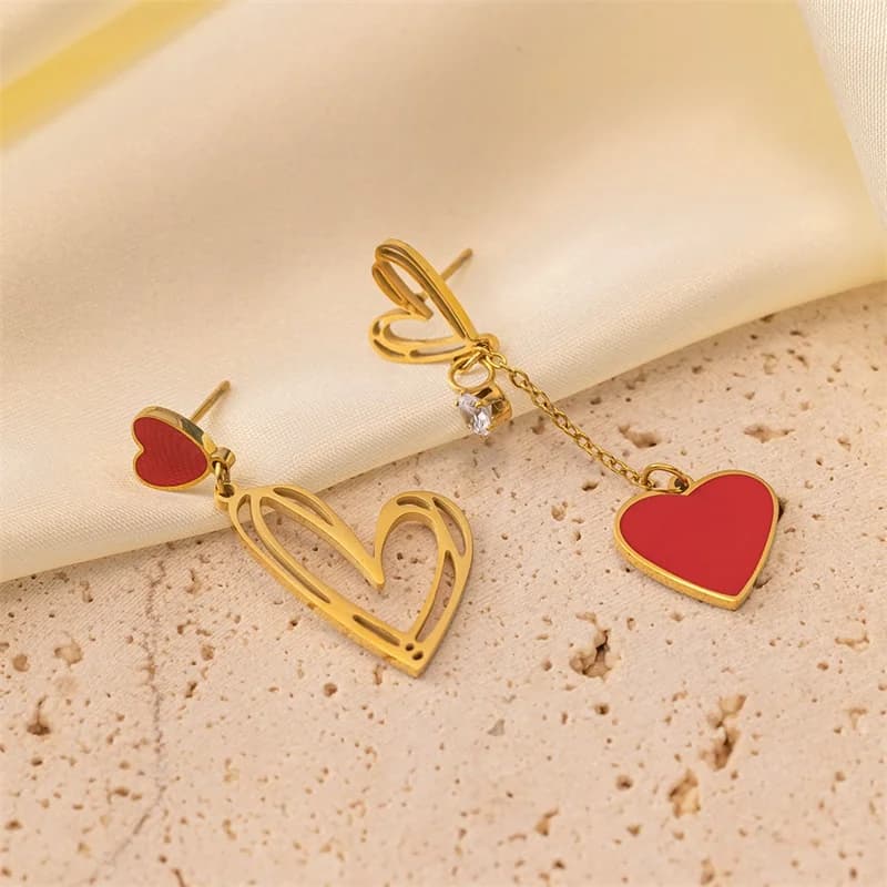 Irregular Heart-Shaped Dangle Earrings