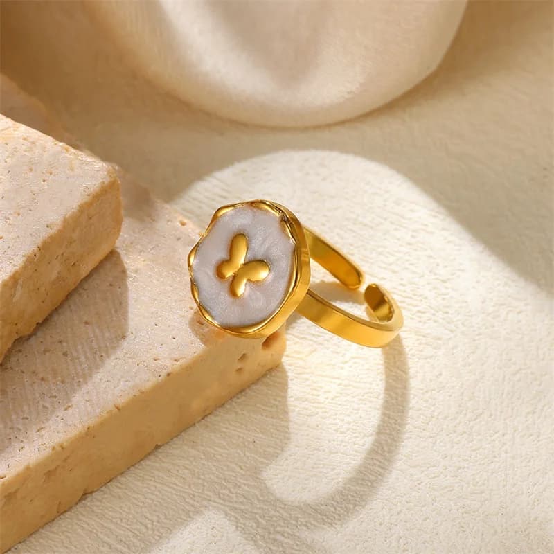 18K Gold Plated Open Charm Ring