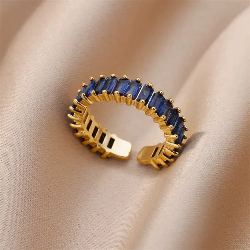 316L Stainless Steel Cubic Zirconia Adjustable Ring