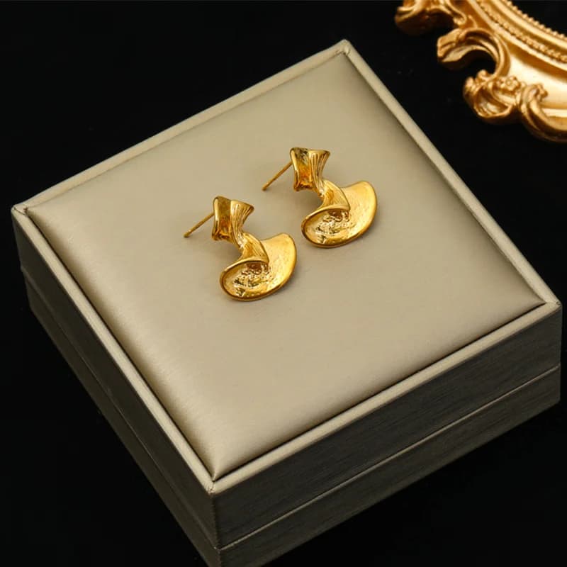 Geometric Twist Earrings, Gold Color