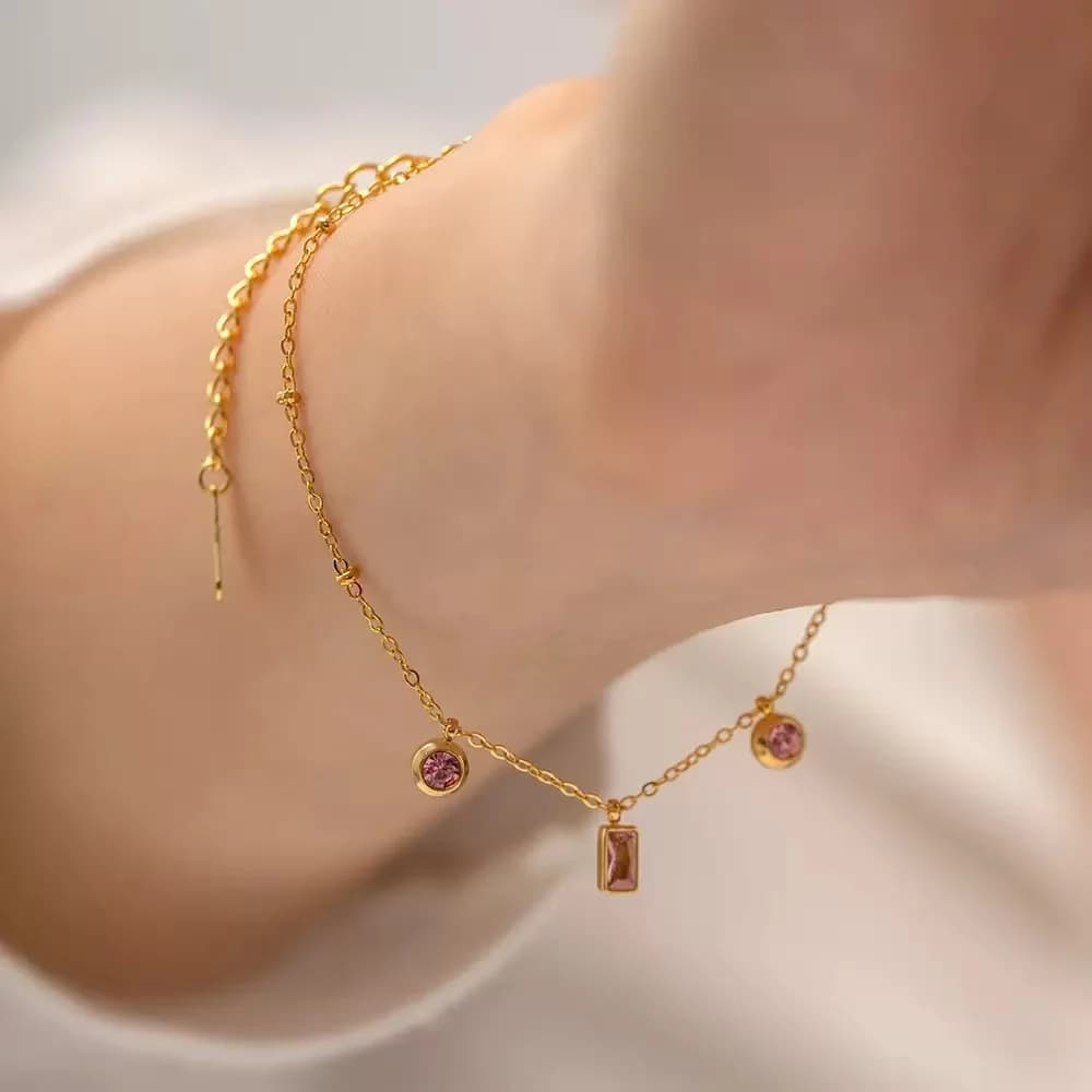 316L Stainless Steel Colorful Flower Cubic Zirconia Bracelet