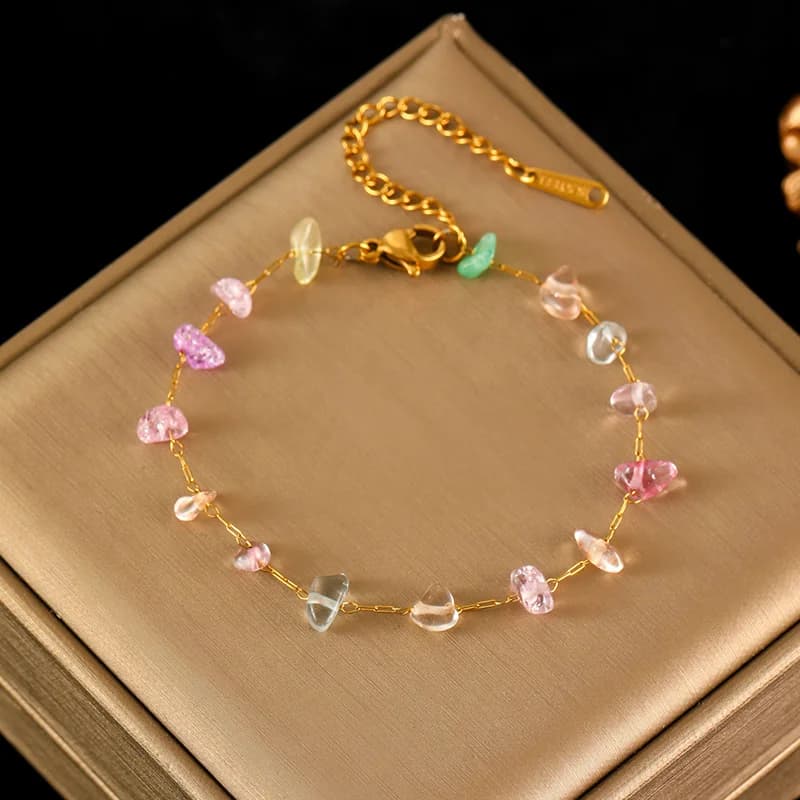 316L Stainless Steel Colorful Flower Cubic Zirconia Bracelet
