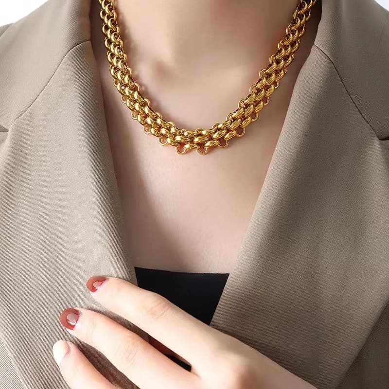 316L Stainless Steel Gold Cuban Chain Necklace
