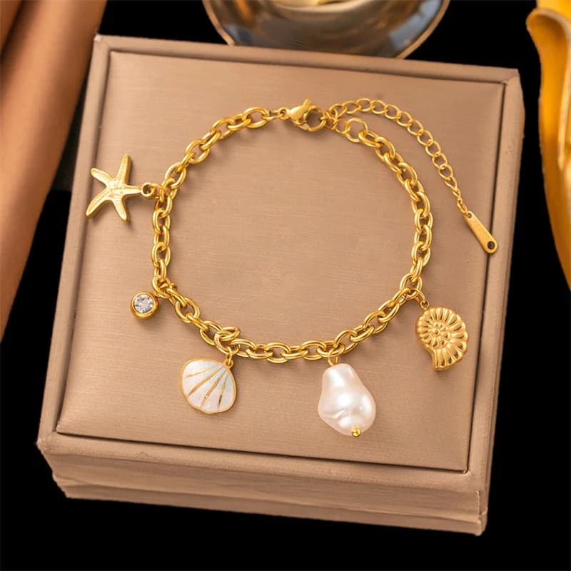 316L Stainless Steel Shell Starfish Beach Bracelet