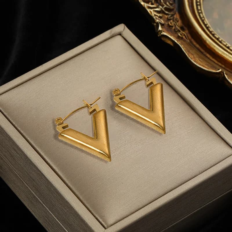 Gold Color Hollow Hoop Huggie Earrings