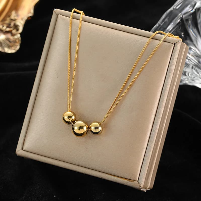 Gold Color Hollow Ball Beads Choker Necklace