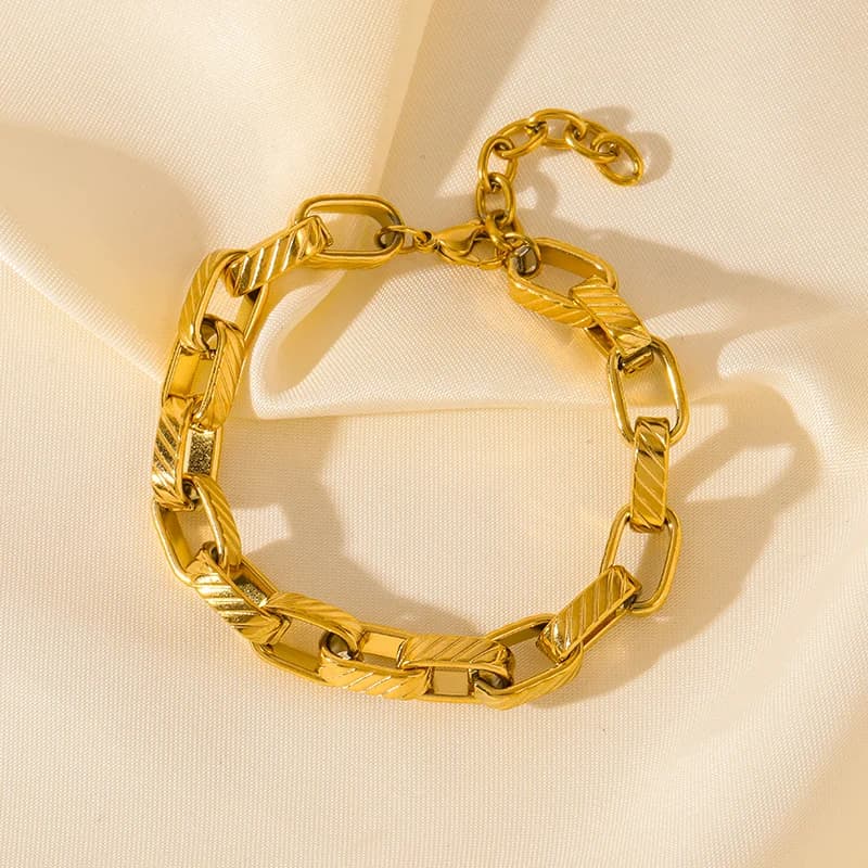 Multilayer Thick Chain Bangle, Gold Stainless Steel