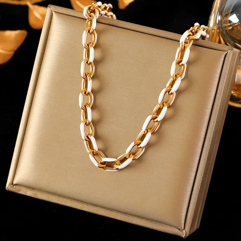 Stainless Steel Chain Necklace, Gold Plated