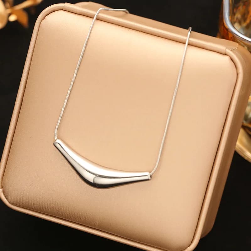 Snakehead Necklace with Zircon, Stainless Steel