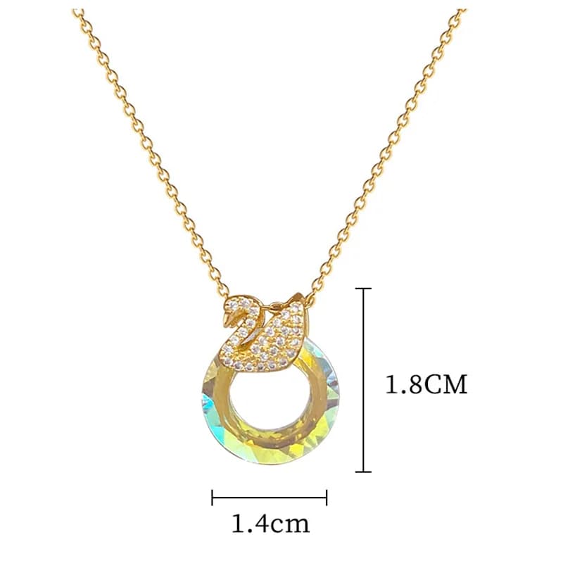 Cubic Zirconia Swan Pendant Necklace, Gold Tone