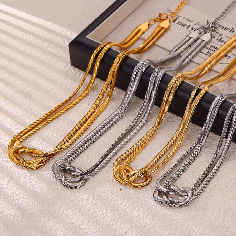 Thick Bead Chain Necklace in Gold or Silver