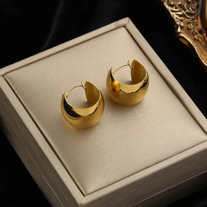 Gold Color Hollow Hoop Huggie Earrings
