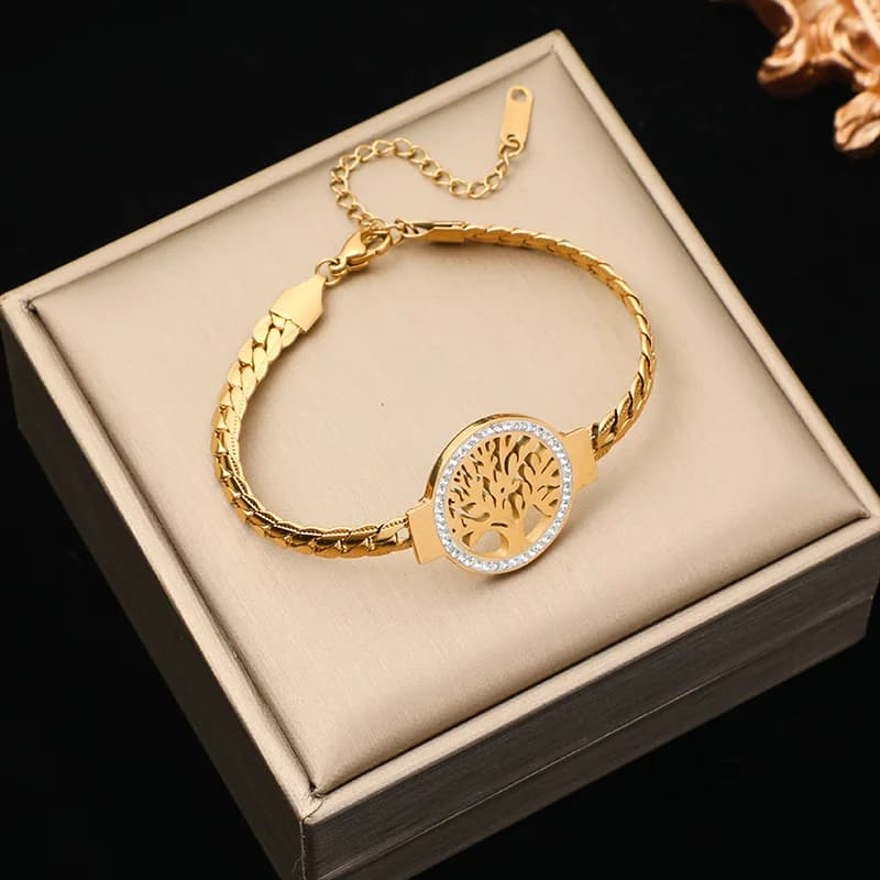 Star and Leopard Charm Bracelet, Thick Chain Stainless Steel