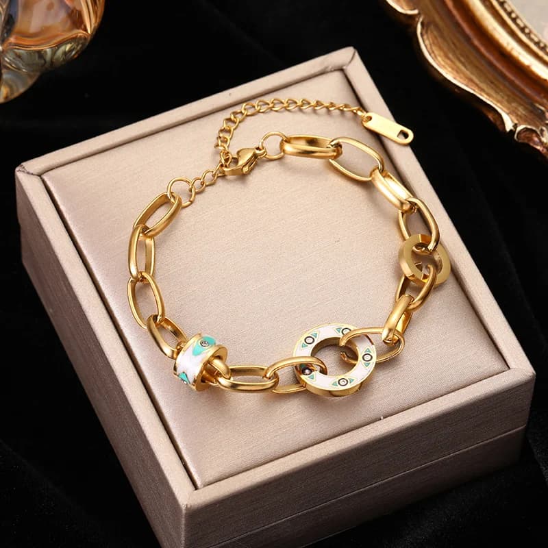 Gold Color Multilayer Charm Bracelet Bangle