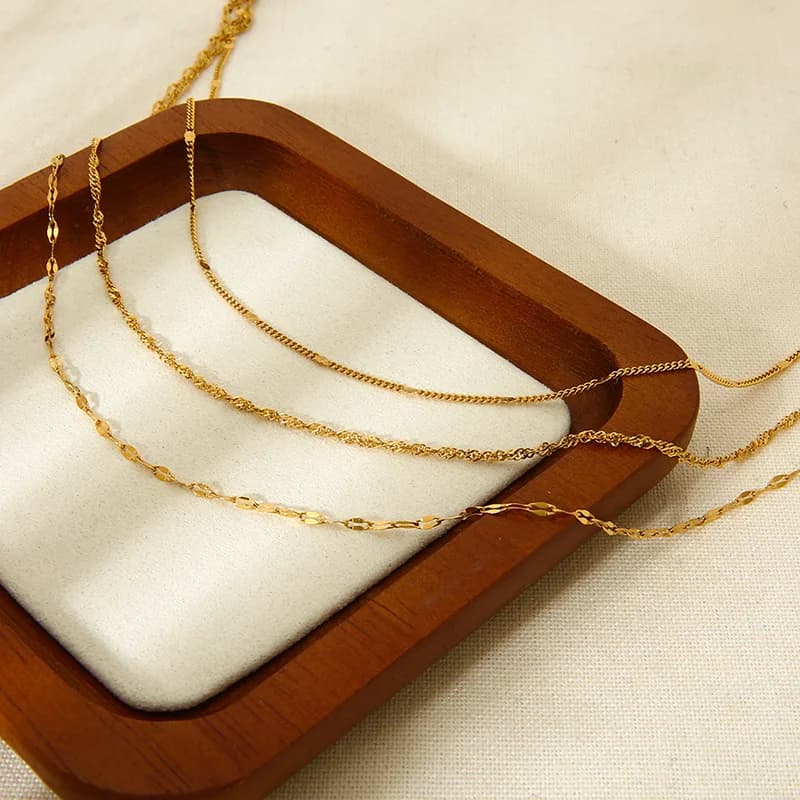 Stainless Steel Layered Stacking Chain Necklace