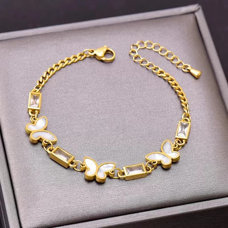Cubic Zirconia Butterfly Chain Bracelet