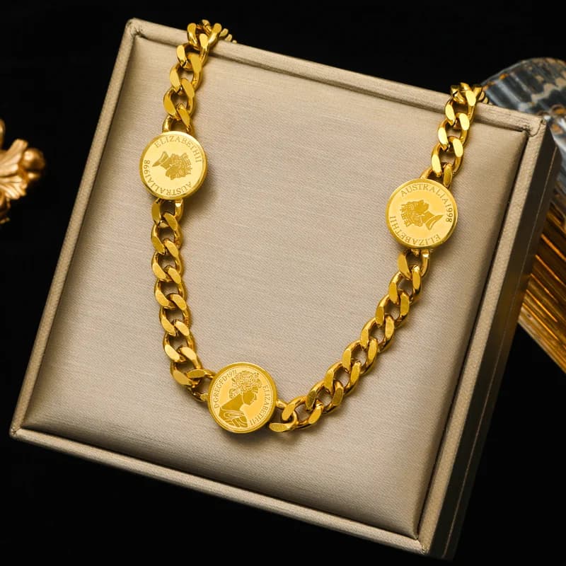 Stainless Steel Gold Thick Link Chain Necklace