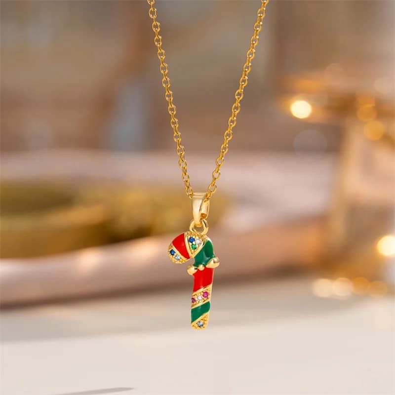 Shiny Zircon Christmas Tree Pendant Necklace