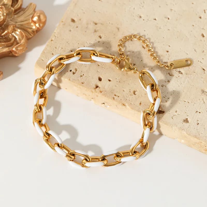 White Enamel Bracelet for Women