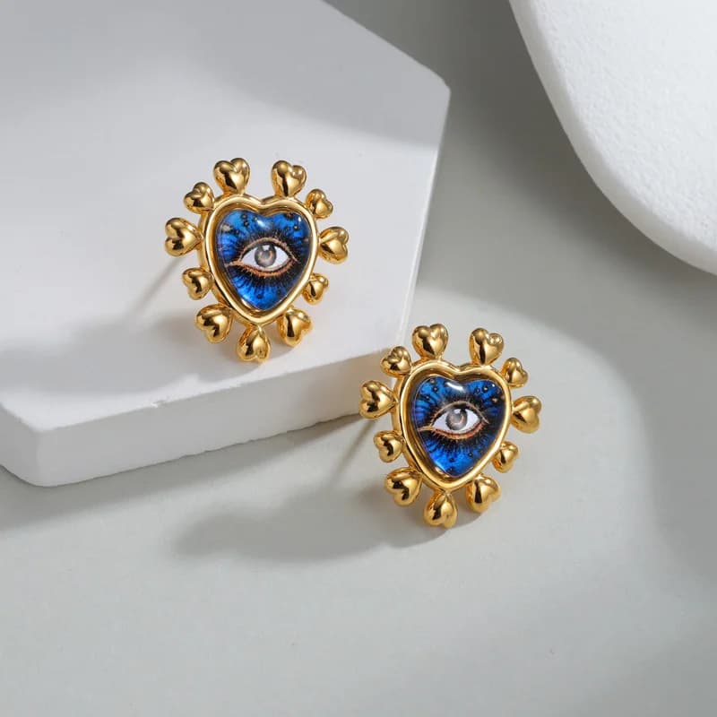 Stainless Steel Blue Eye Jewelry Set
