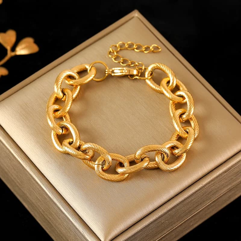Thick Chain Necklace and Bracelet Statement Set
