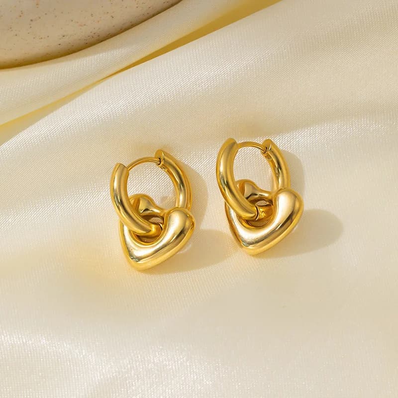 Heart Stud Piercing Earrings, Stainless Steel