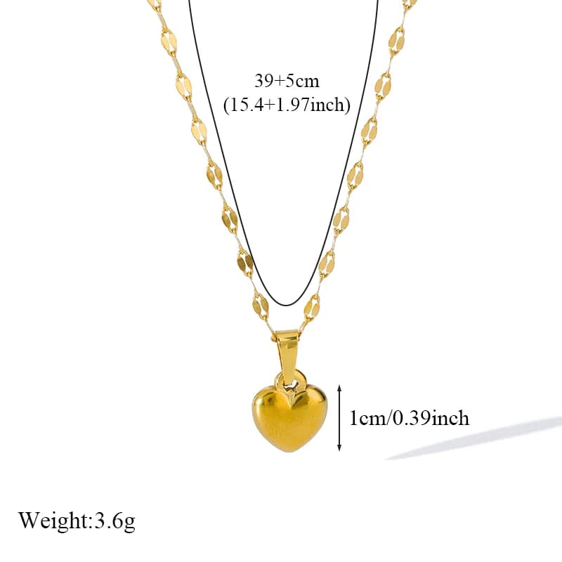 Stainless Steel Heart Jewelry Set, Gold Plated