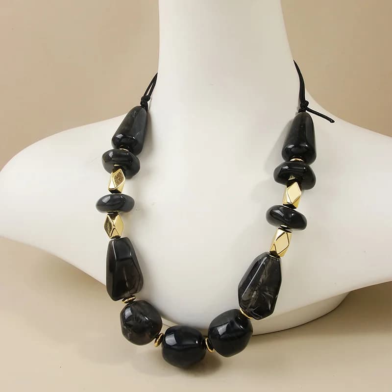 Black Resin Bohemian Choker Necklace