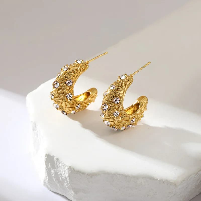 Stainless Steel Gold Round Hoop Earrings