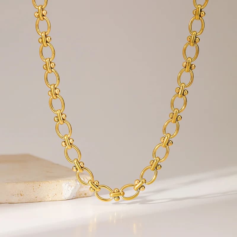 Stainless Steel Chain Necklace, Gold Plated