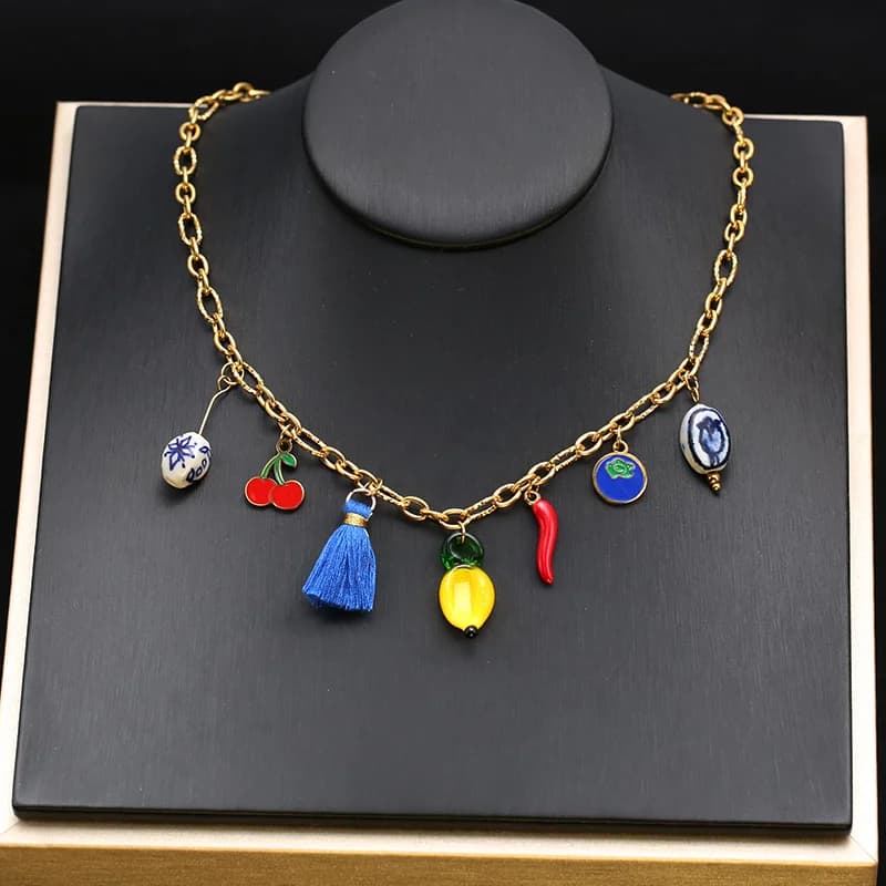 Chili Cherry Pendant Necklace