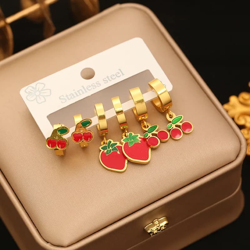 3-Pair Five-Pointed Star Zircon Stud Earring Set