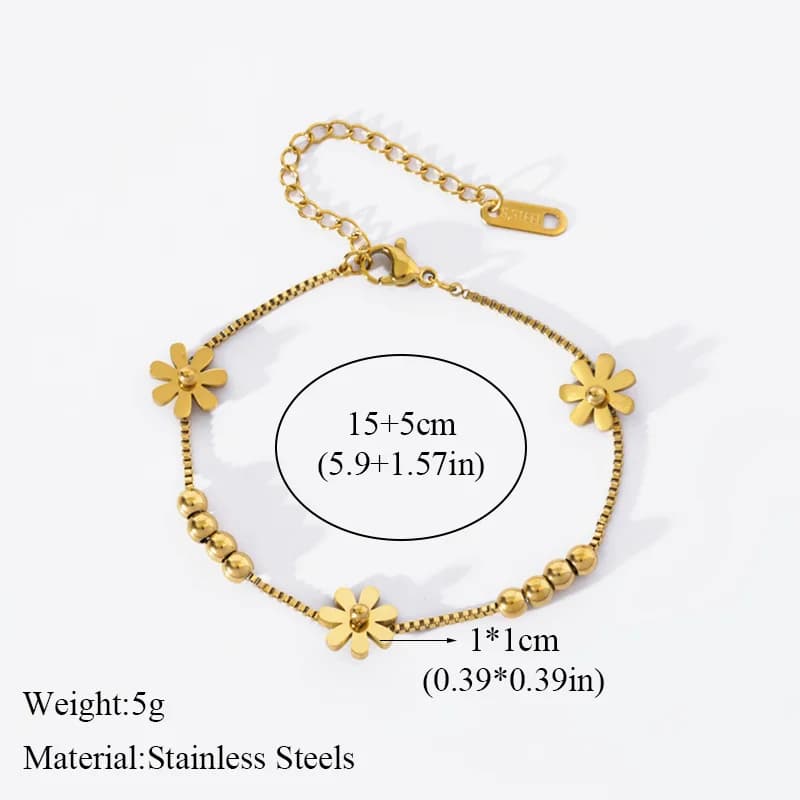 Gold Color Flower Bracelet for Women and Girls