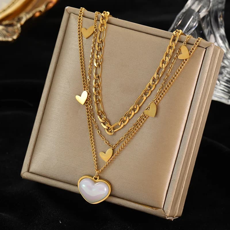 316L Stainless Steel Multilayer Moon Starfish Pendant Necklace