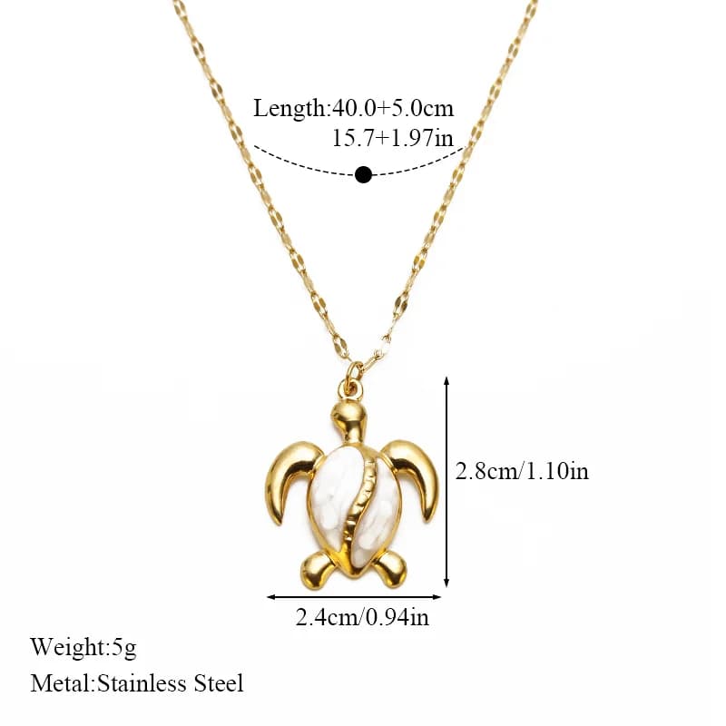 Stainless Steel Ocean Starfish Turtle Conch Pendant Necklace