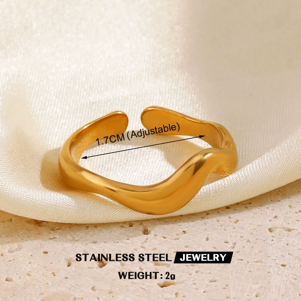 Gold Color Leaves and Heart Statement Ring