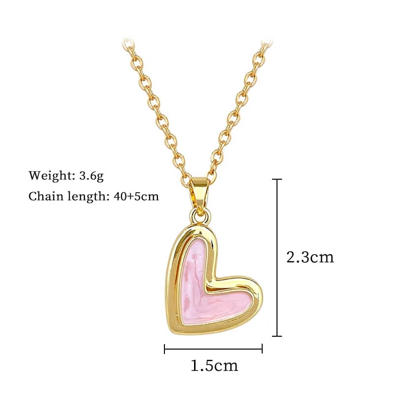 Pink Heart Love Pendant Necklace