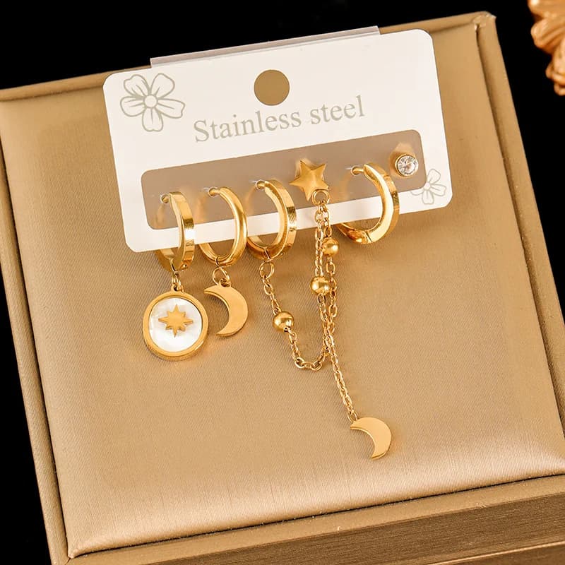 Flower Daisy Earrings Set, 18K Gold Plated